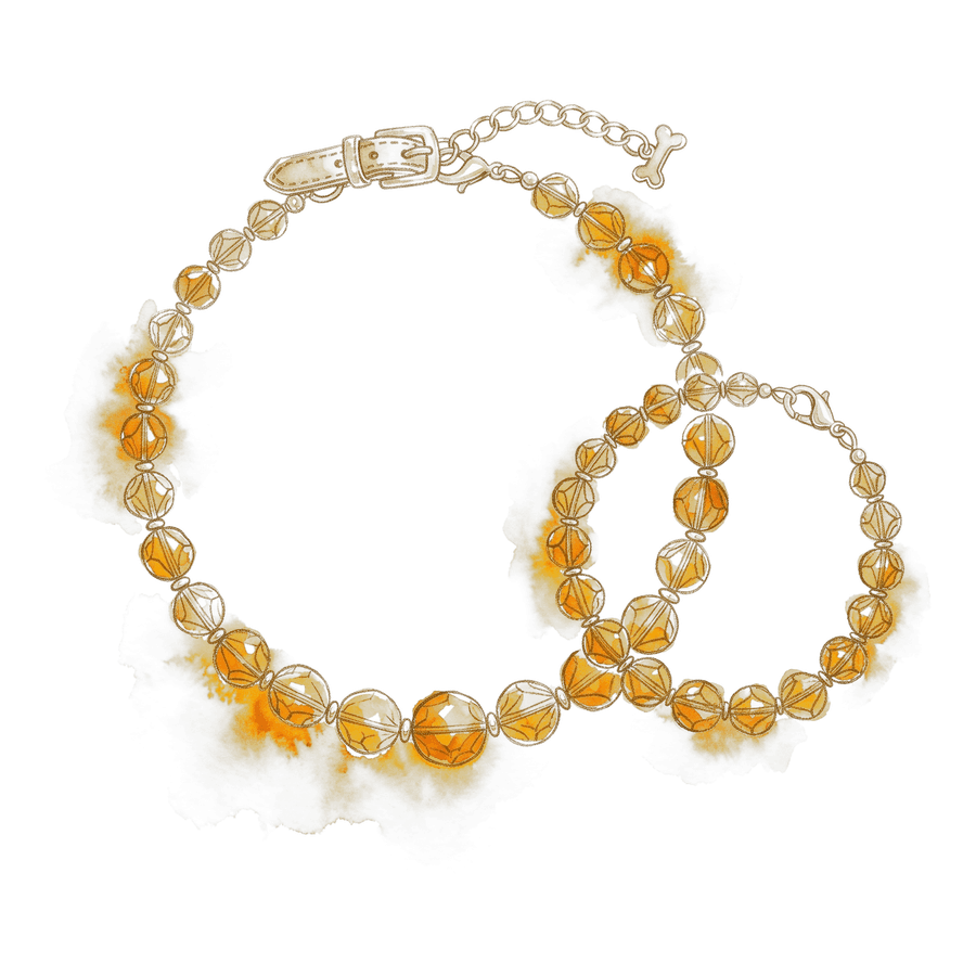 Watercolour study of the Citrine collar and its matching bracelet